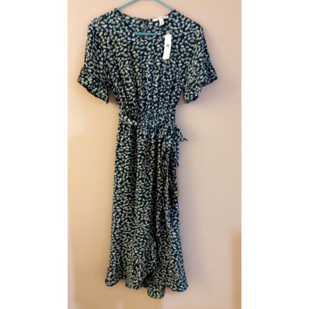 Anna Floral Riffle Trim Midi Dress